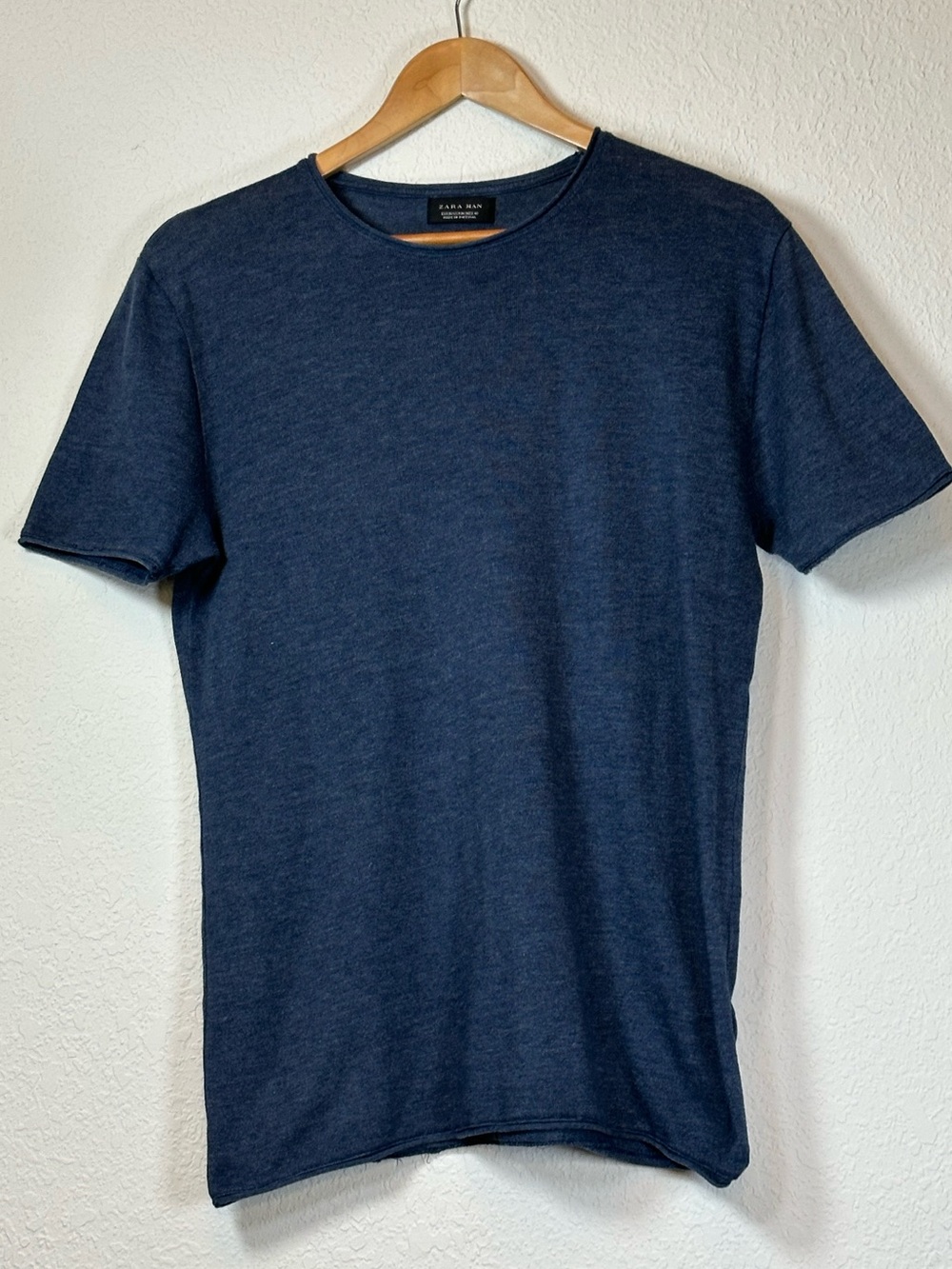 Zara Dark Blue Crew Neck Short Sleeve Tee